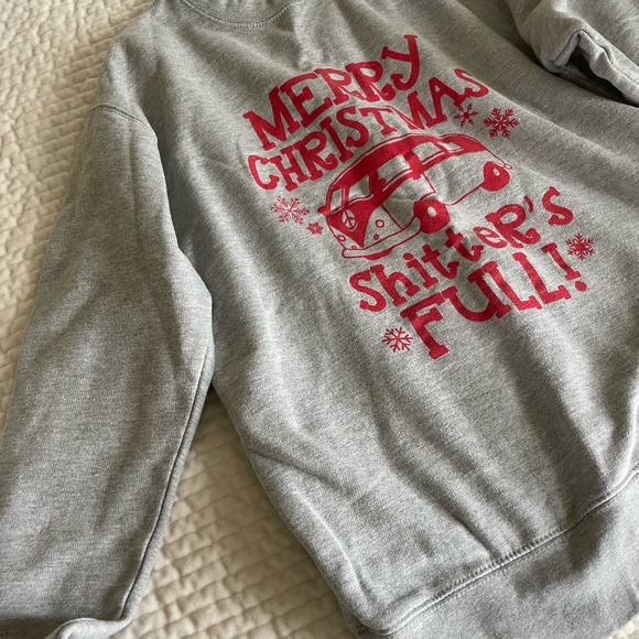 MERRY CHRISTMAS SHITTER'S FULL GREY W/RED SWEATSHIRT SIZE SM - Picture 2 of 10
